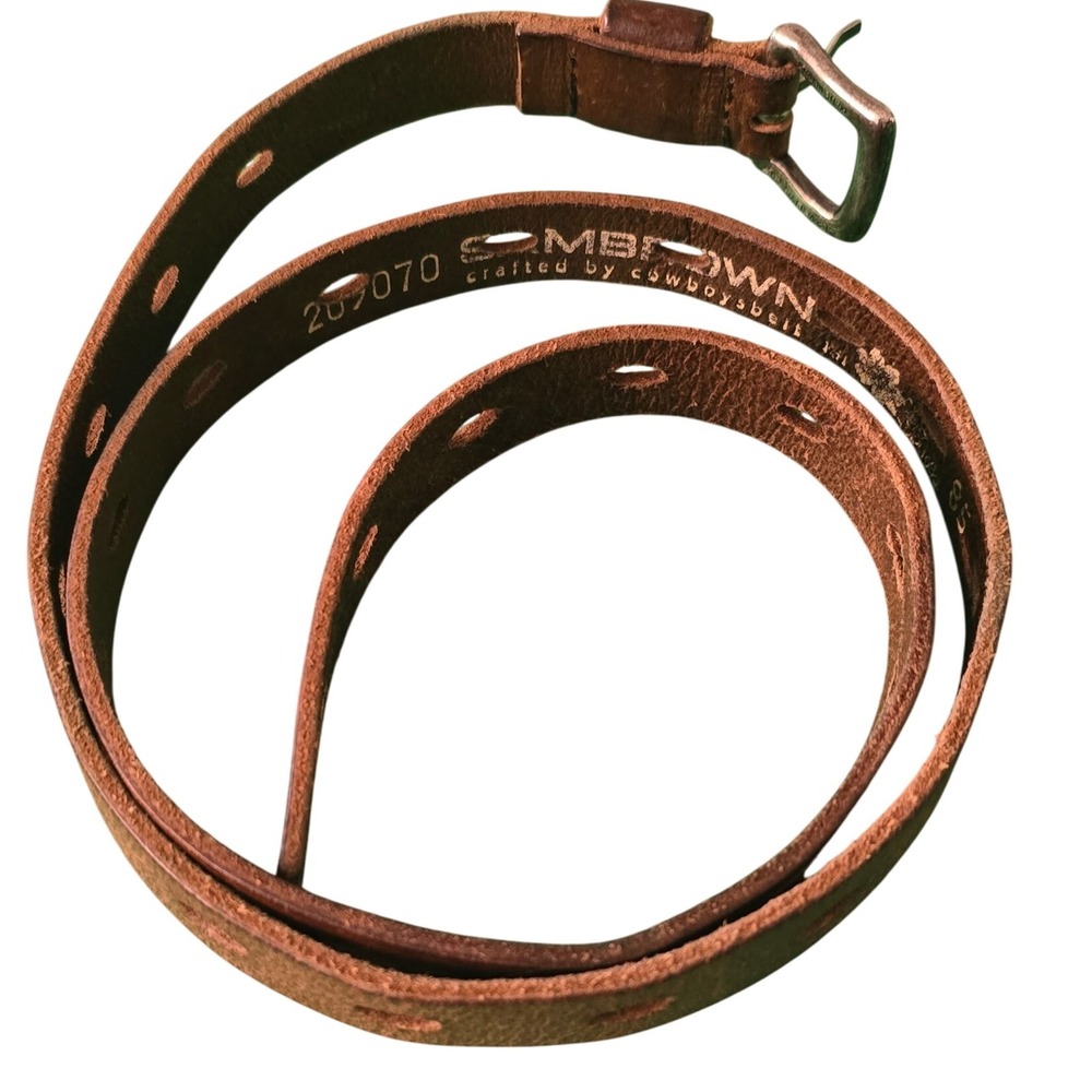 Vintage COWBOYSBELT Sam Brown adjustable brown 3/4 leather belt made italy 39‎ L